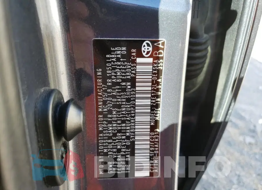 5YFBURHE4HP701093 Photo# 12