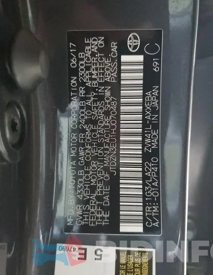 JTDZN3EU1HJ070487 Photo# 13