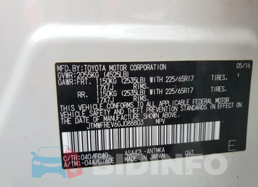 JTMWFREV6GJ088803 Photo# 14