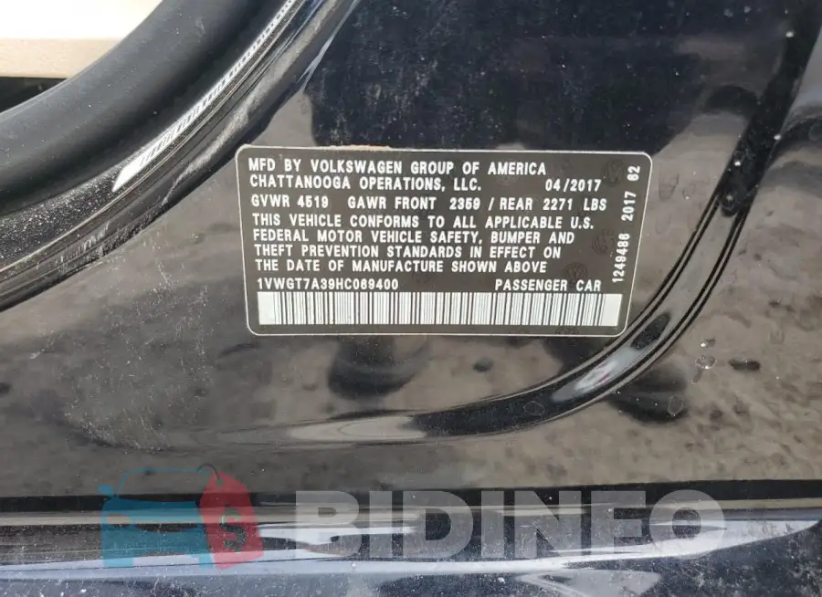 1VWGT7A39HC069400 Photo# 12