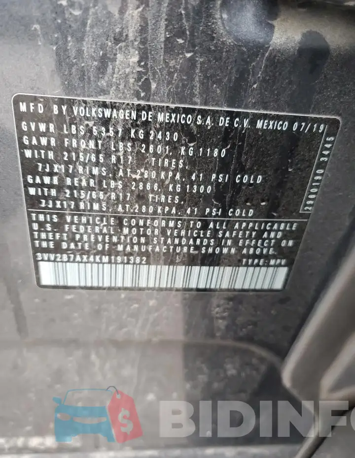 3VV2B7AX4KM191382 Photo# 13