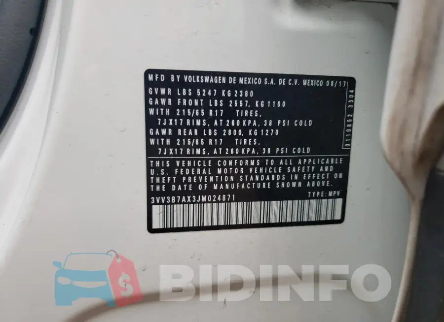 3VV3B7AX3JM024871 Photo# 13