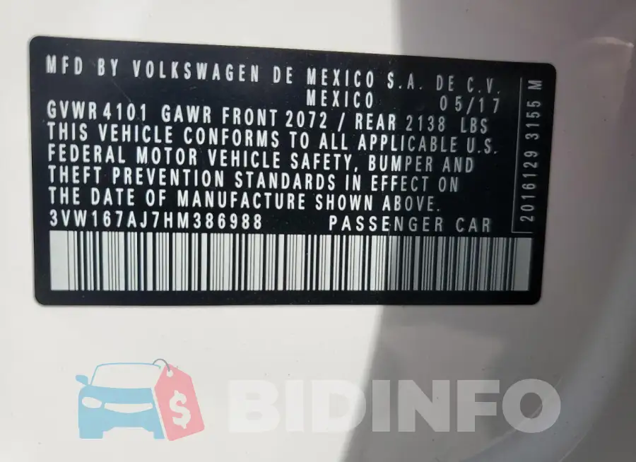 3VW167AJ7HM386988 Photo# 12