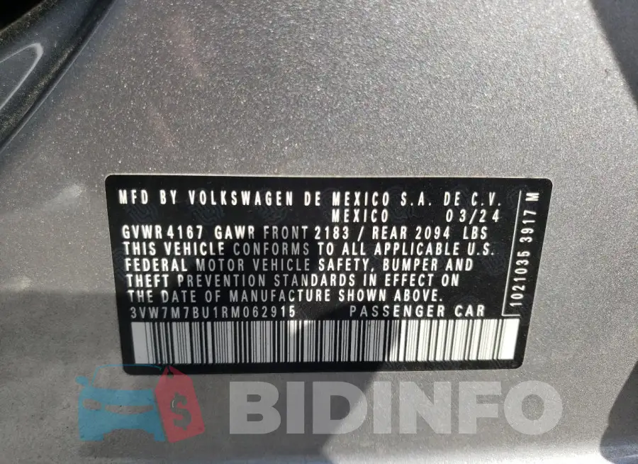 3VW7M7BU1RM062915 Photo# 12