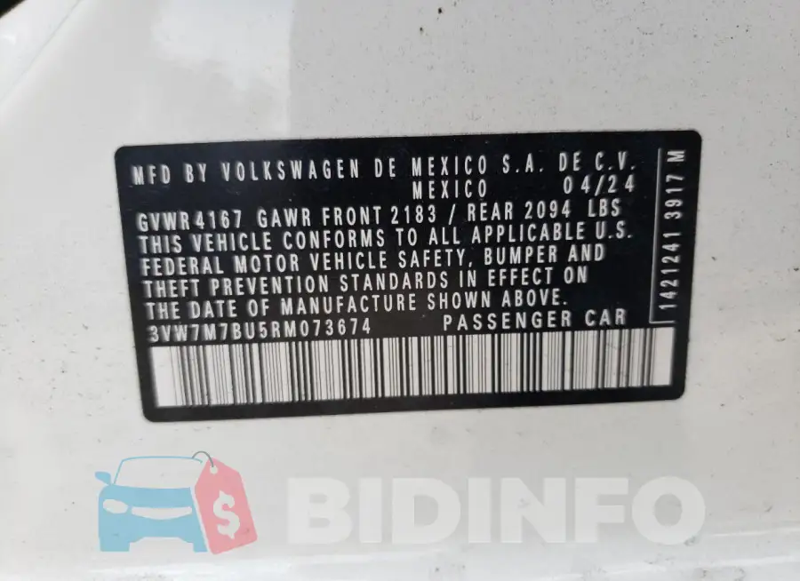3VW7M7BU5RM073674 Photo# 12