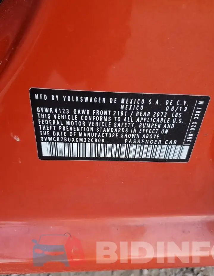 3VWCB7BUXKM220808 Photo# 12