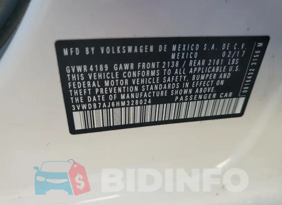 3VWDB7AJ6HM328024 Photo# 13