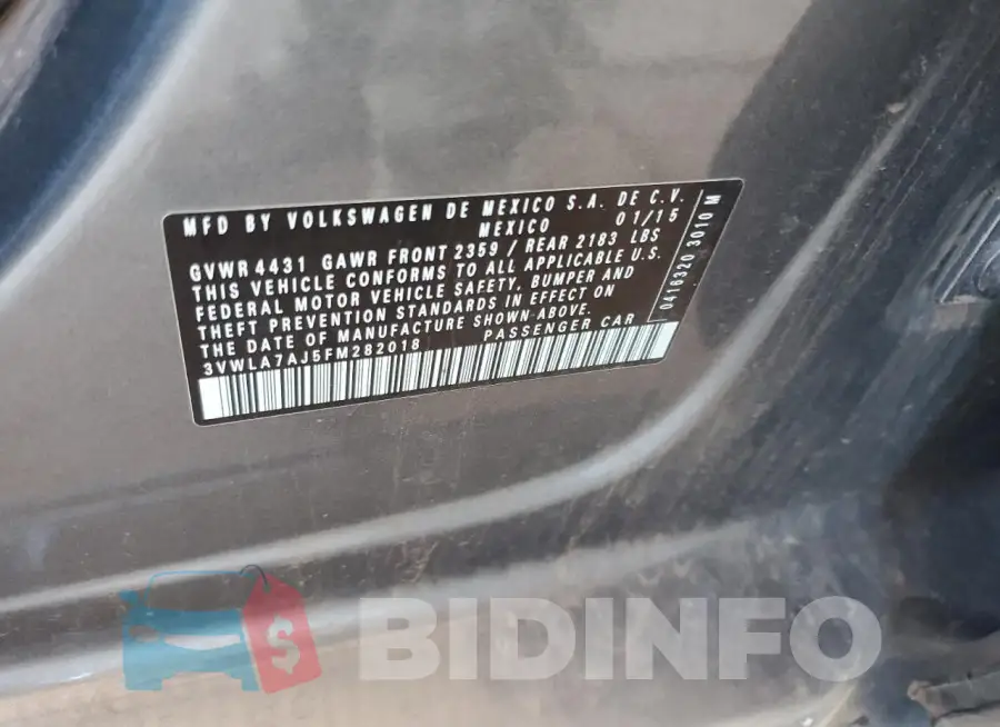3VWLA7AJ5FM282018 Photo# 12