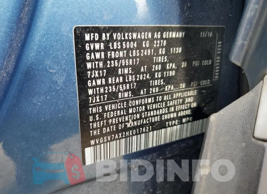 WVGSV7AX2HK017621 Photo# 13