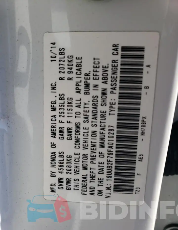 19UUB2F79FA010297 Photo# 12