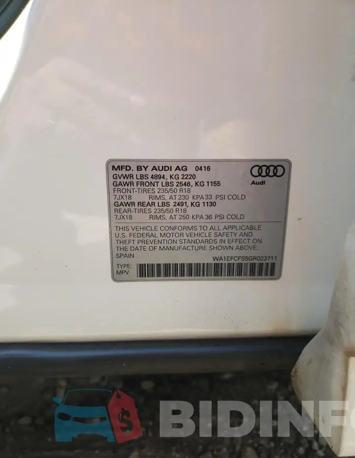 WA1EFCFS5GR023711 Photo# 14