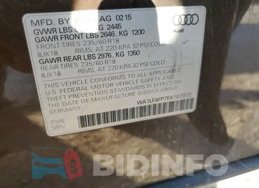 WA1LFAFP7FA107372 Photo# 14