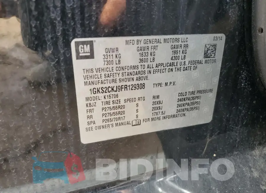 1GKS2CKJ9FR129308 Photo# 13
