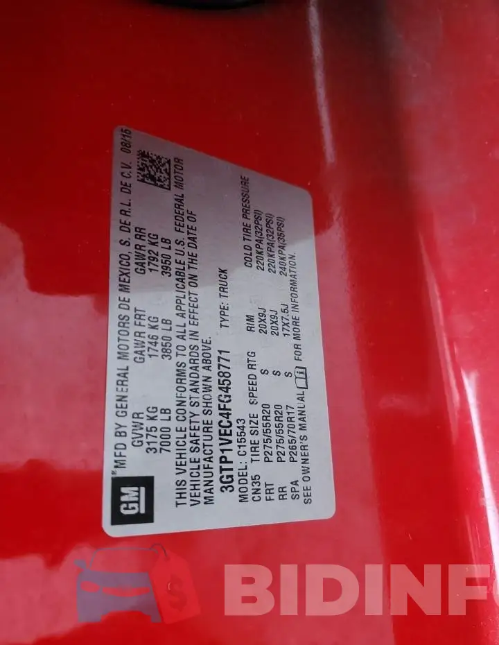 3GTP1VEC4FG458771 Photo# 12