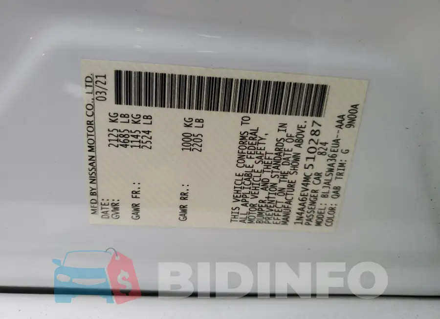 1N4AA6EV4MC510287 Photo# 13