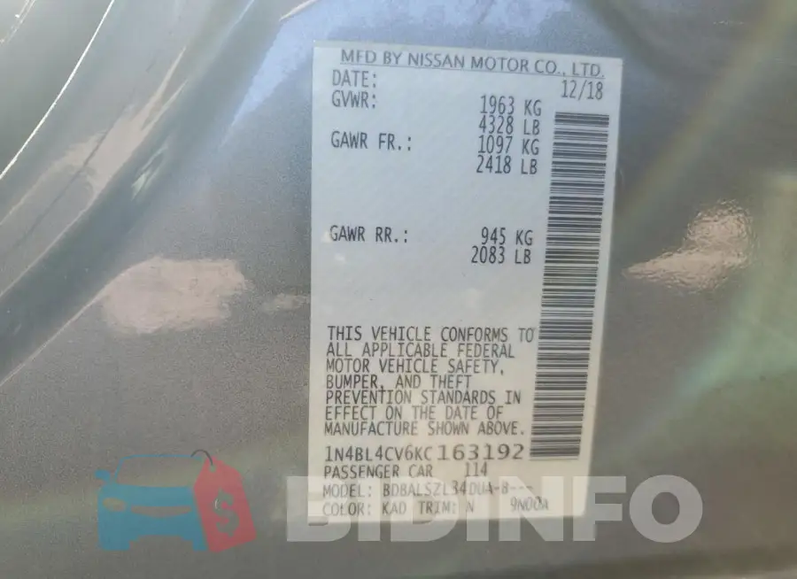 1N4BL4CV6KC163192 Photo# 12