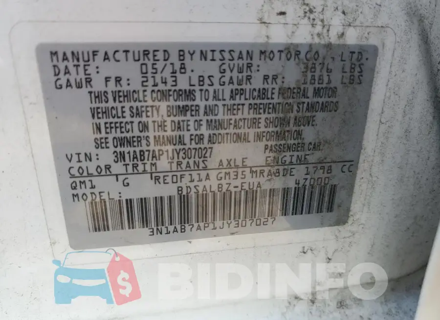 3N1AB7AP1JY307027 Photo# 12