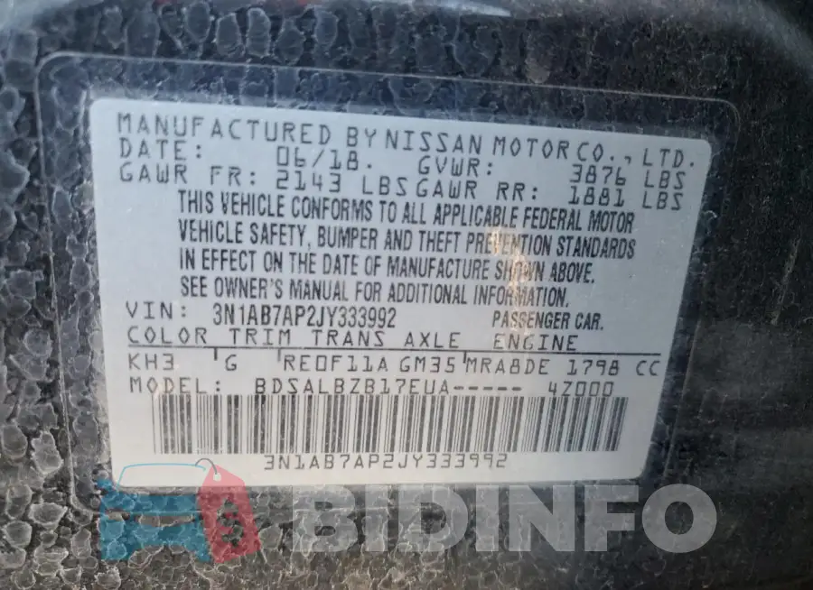 3N1AB7AP2JY333992 Photo# 12