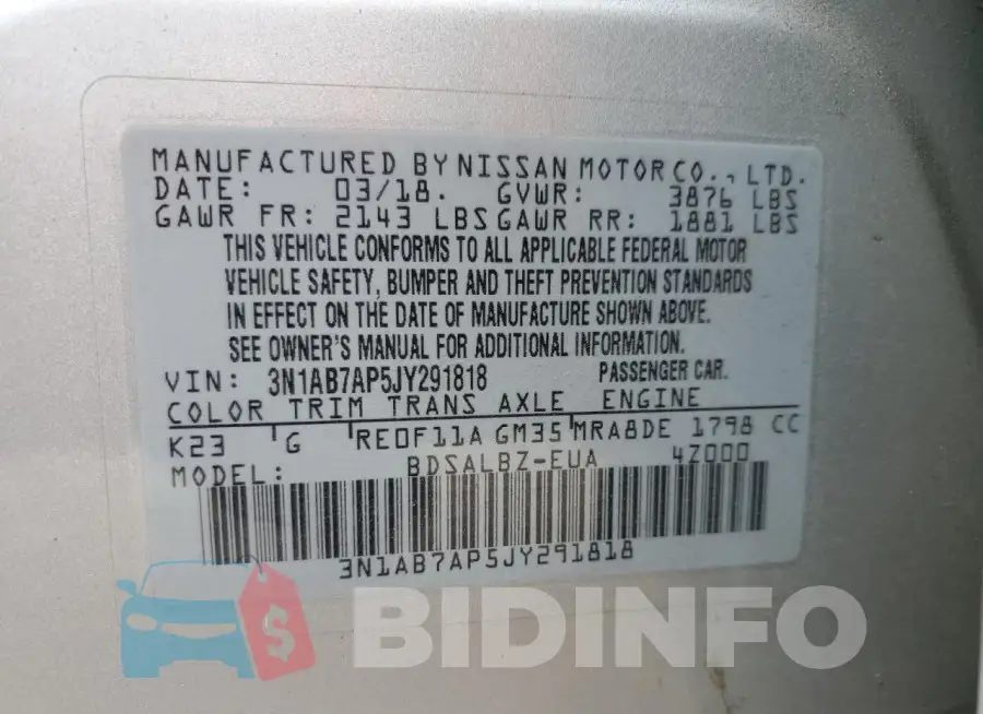3N1AB7AP5JY291818 Photo# 13