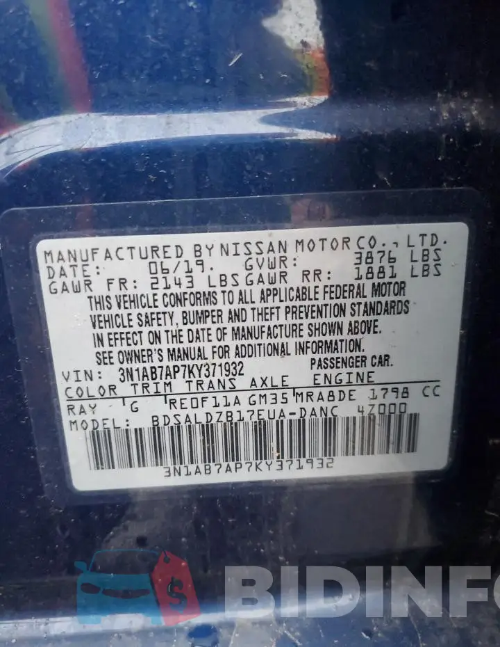 3N1AB7AP7KY371932 Photo# 12