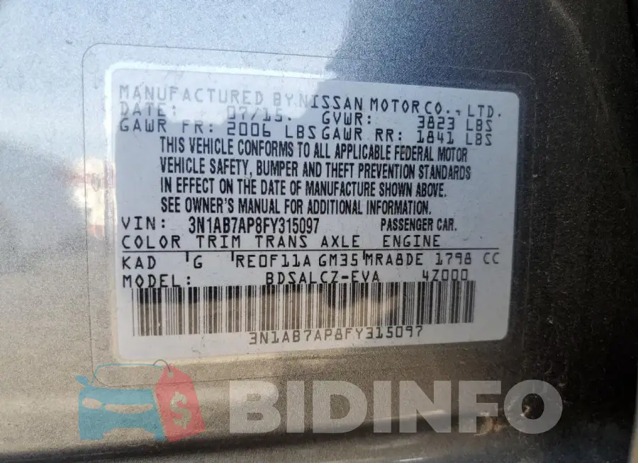 3N1AB7AP8FY315097 Photo# 12