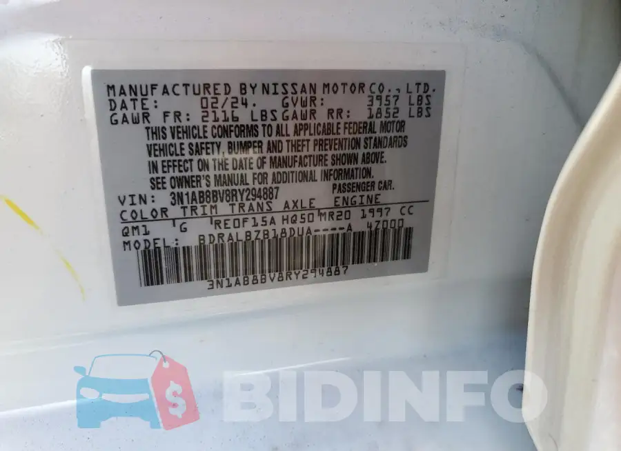 3N1AB8BV8RY294887 Photo# 12