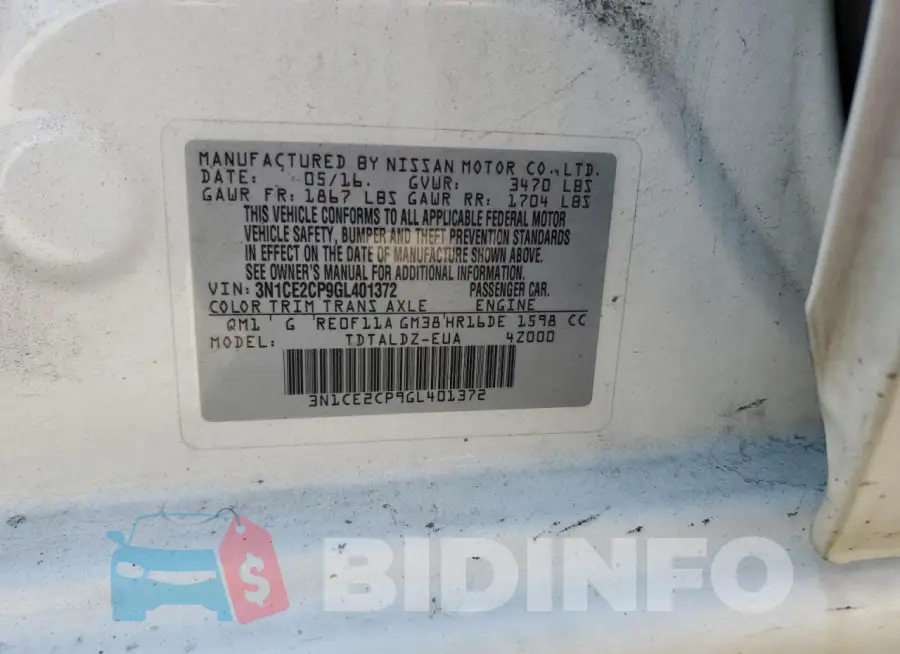 3N1CE2CP9GL401372 Photo# 12