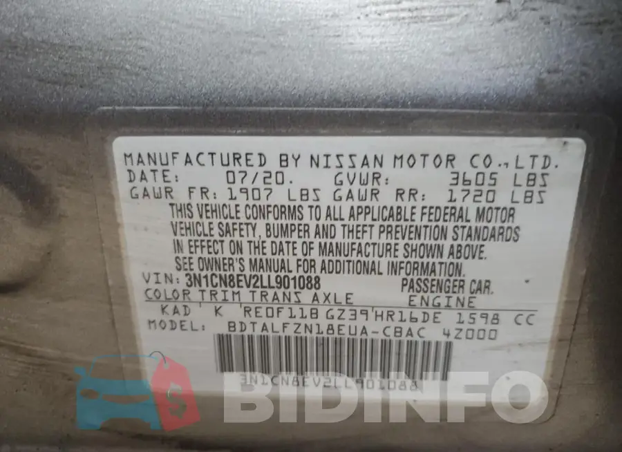 3N1CN8EV2LL901088 Photo# 13