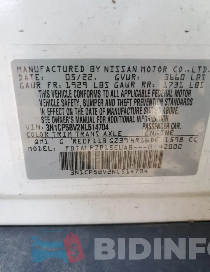 3N1CP5BV2NL514704 Photo# 13