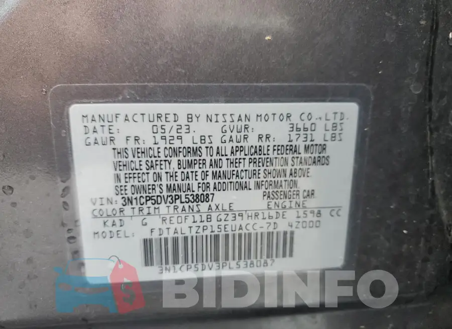3N1CP5DV3PL538087 Photo# 14