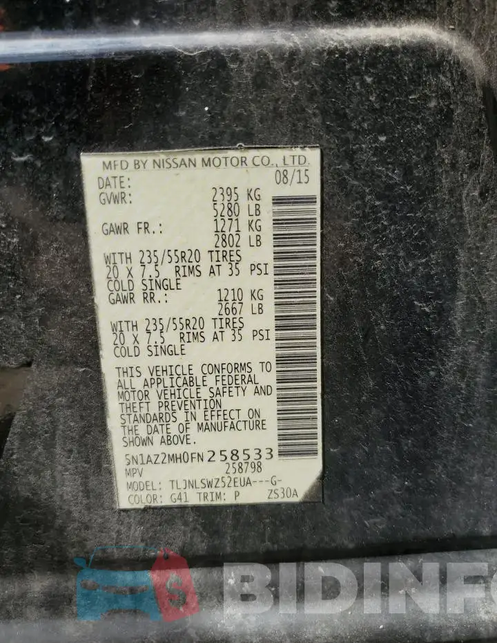 5N1AZ2MH0FN258533 Photo# 13
