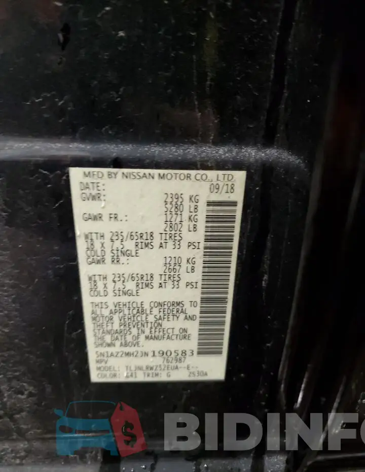 5N1AZ2MH2JN190583 Photo# 13