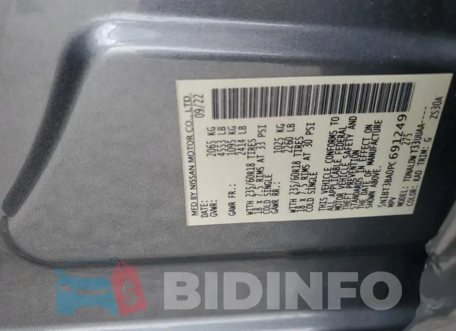 5N1BT3BA0PC691249 Photo# 13