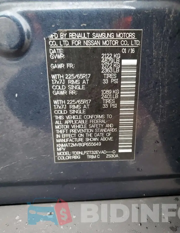 KNMAT2MV8GP655649 Photo# 14