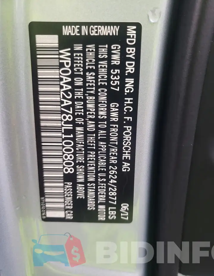 WP0AA2A78JL100808 Photo# 12