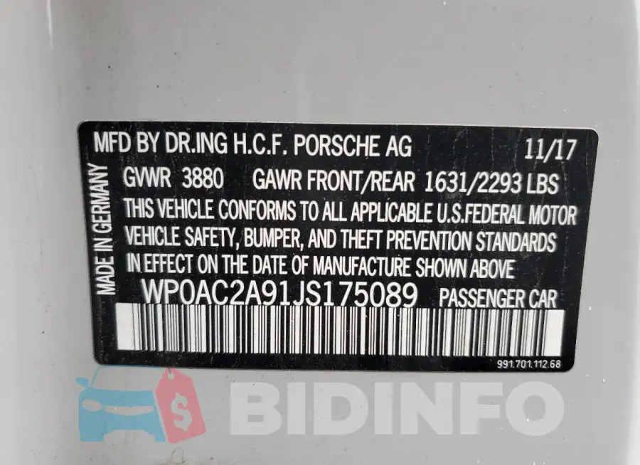 WP0AC2A91JS175089 Photo# 13