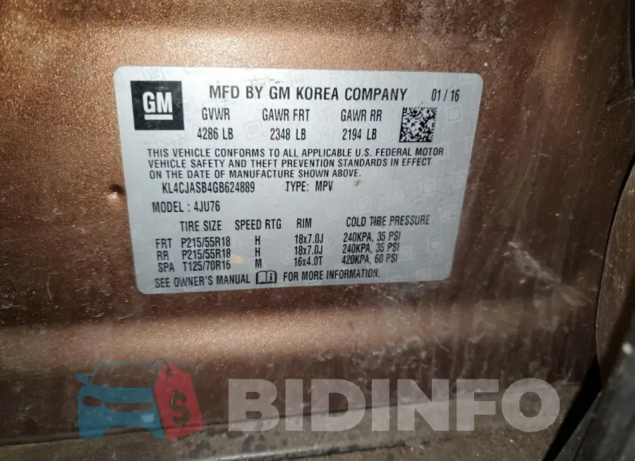 KL4CJASB4GB624889 Photo# 13