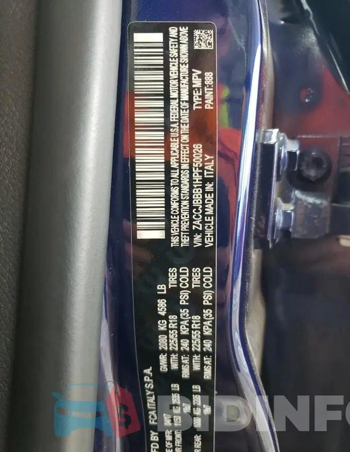 ZACCJBBB1HPF50026 Photo# 14