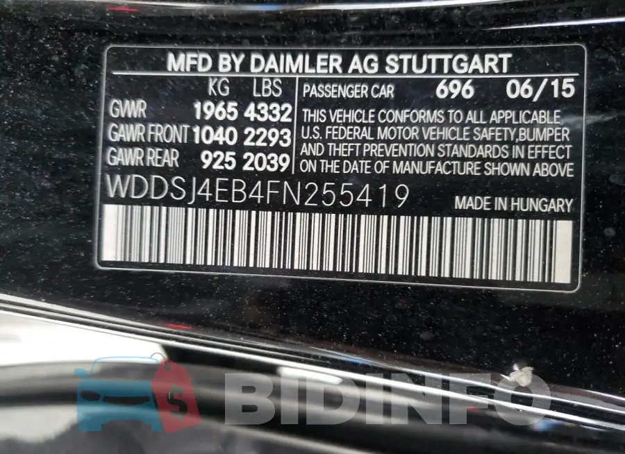 WDDSJ4EB4FN255419 Photo# 13