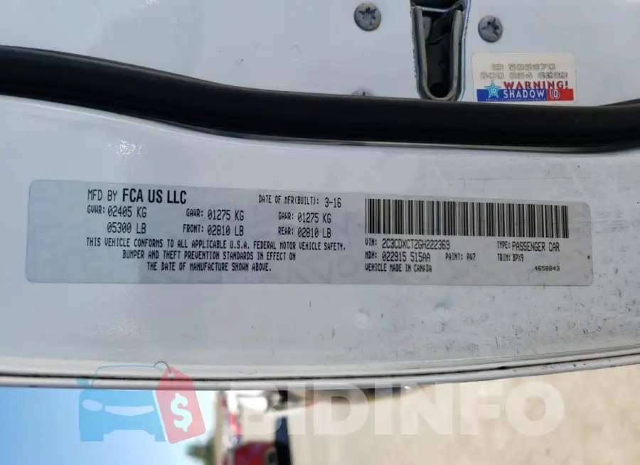 2C3CDXCT2GH222369 Photo# 12