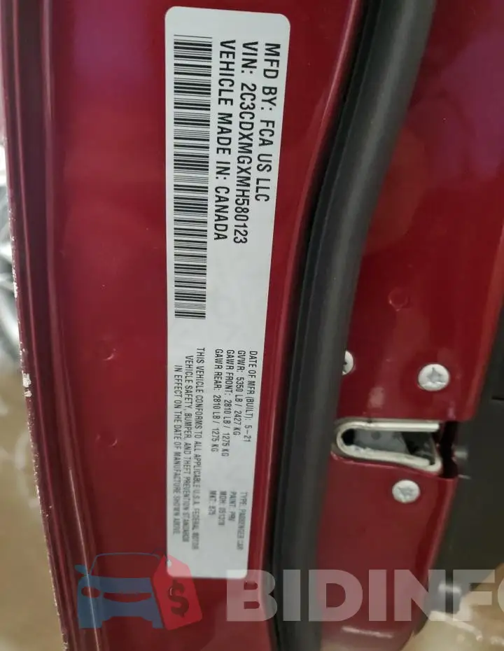 2C3CDXMGXMH580123 Photo# 12