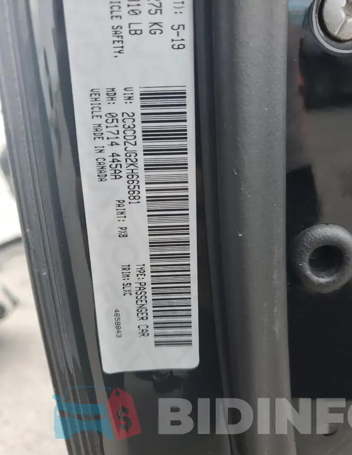2C3CDZJG2KH665681 Photo# 13