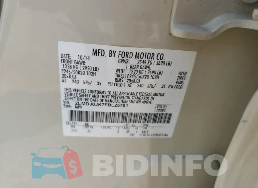 2LMDJ8JK7FBL25751 Photo# 13