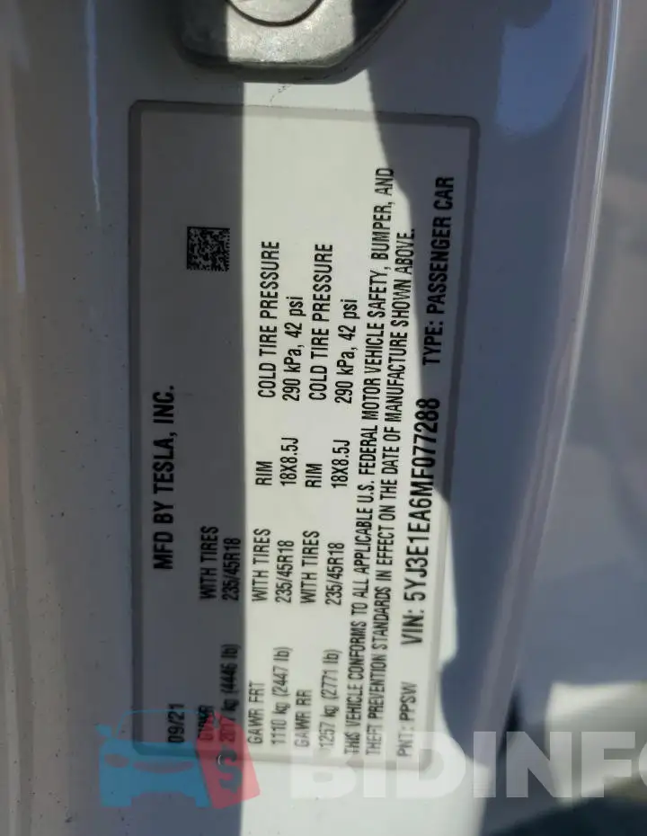 5YJ3E1EA6MF077288 Photo# 12