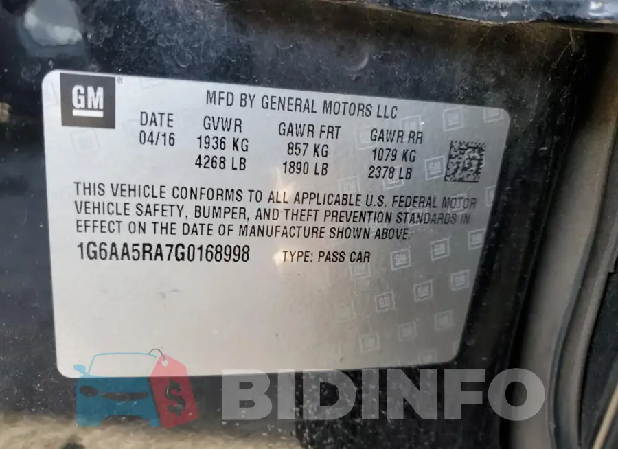 1G6AA5RA7G0168998 Photo# 13