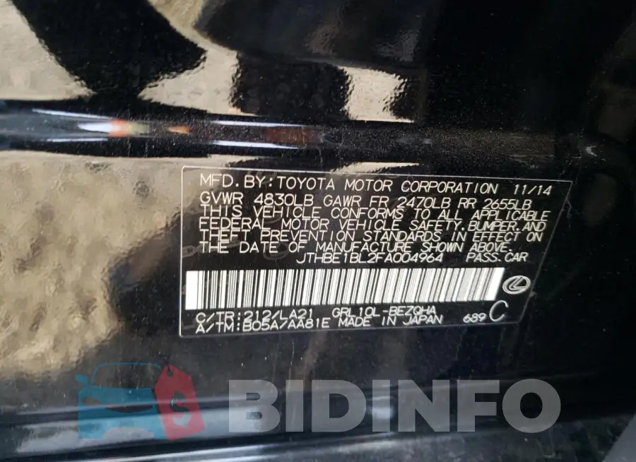 JTHBE1BL2FA004964 Photo# 12