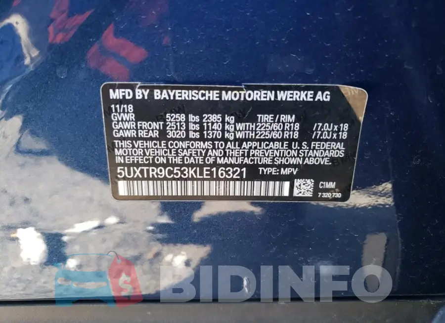 5UXTR9C53KLE16321 Photo# 14