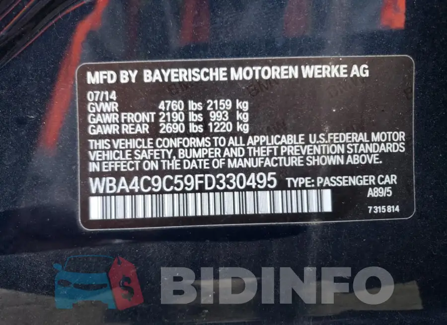 WBA4C9C59FD330495 Photo# 12
