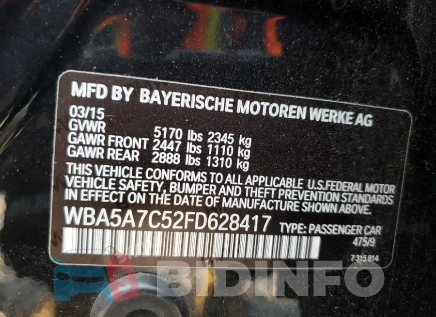 WBA5A7C52FD628417 Photo# 12