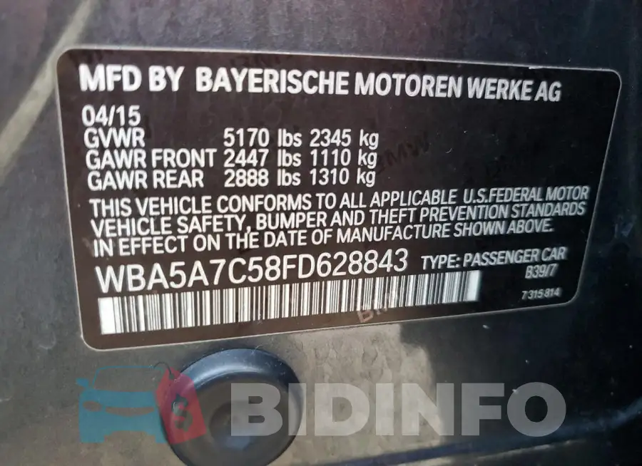 WBA5A7C58FD628843 Photo# 12
